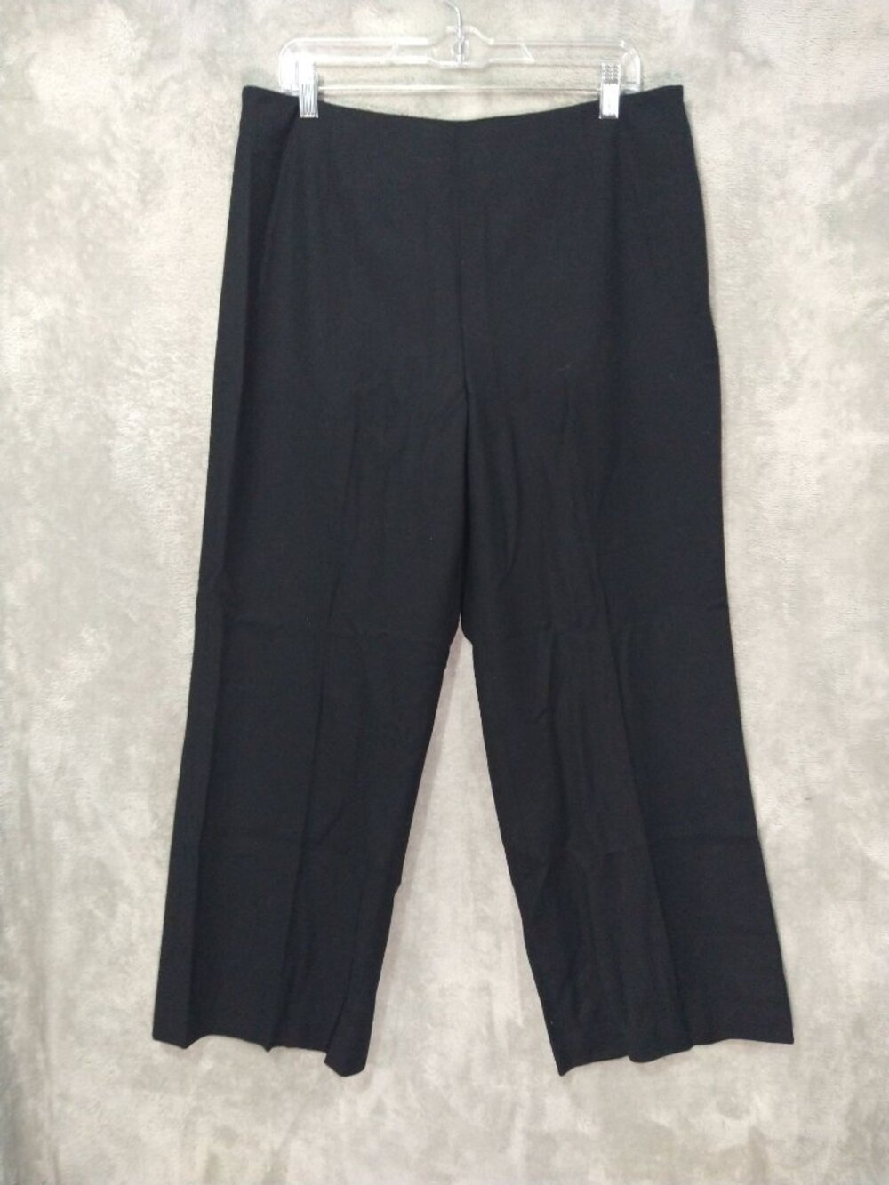 Talbots Dress Pants Women 16 Petite Black Wool Stretch Wide Leg High Rise Career